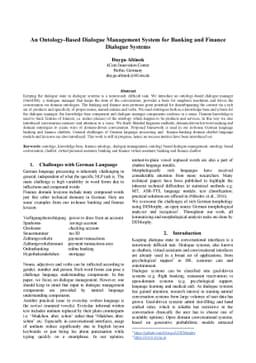 An Ontology-Based Dialogue Management System for Banking and Finance
  Dialogue Systems