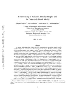 Connectivity in Random Annulus Graphs and the Geometric Block Model