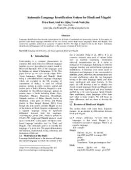 Automatic Language Identification System for Hindi and Magahi