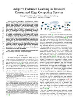 Adaptive Federated Learning in Resource Constrained Edge Computing
  Systems