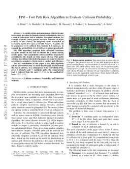 FPR -- Fast Path Risk Algorithm to Evaluate Collision Probability