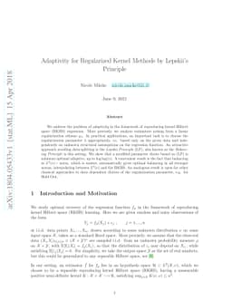Adaptivity for Regularized Kernel Methods by Lepskii's Principle