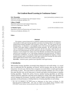 On Gradient-Based Learning in Continuous Games