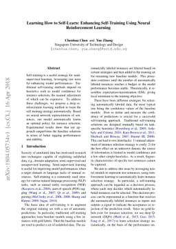 Learning How to Self-Learn: Enhancing Self-Training Using Neural
  Reinforcement Learning