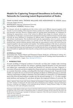 Models for Capturing Temporal Smoothness in Evolving Networks for
  Learning Latent Representation of Nodes