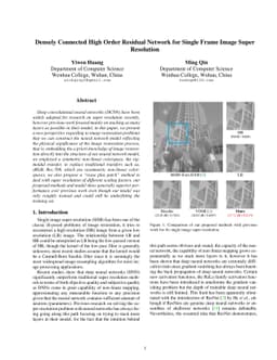 Densely Connected High Order Residual Network for Single Frame Image
  Super Resolution