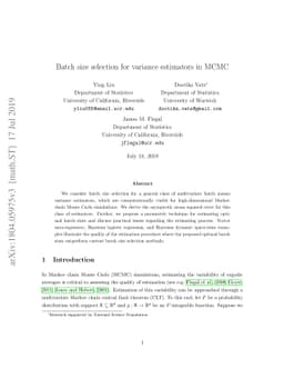 Batch size selection for variance estimators in MCMC