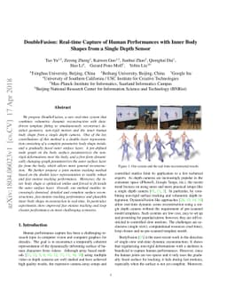 DoubleFusion: Real-time Capture of Human Performances with Inner Body
  Shapes from a Single Depth Sensor