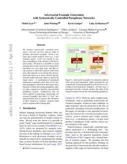 Adversarial Example Generation with Syntactically Controlled Paraphrase
  Networks