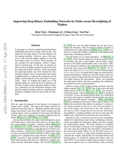 Improving Deep Binary Embedding Networks by Order-aware Reweighting of
  Triplets