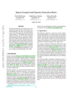 Sparse Unsupervised Capsules Generalize Better