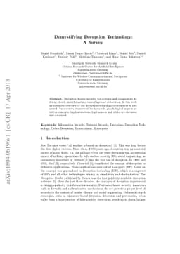Demystifying Deception Technology:A Survey