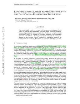 Learning Sparse Latent Representations with the Deep Copula Information
  Bottleneck