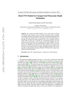 Dual CNN Models for Unsupervised Monocular Depth Estimation
