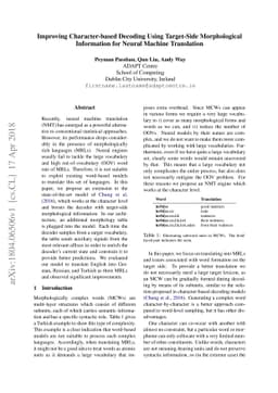 Improving Character-based Decoding Using Target-Side Morphological
  Information for Neural Machine Translation