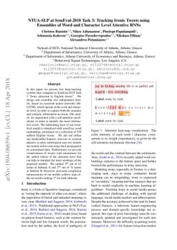NTUA-SLP at SemEval-2018 Task 3: Tracking Ironic Tweets using Ensembles
  of Word and Character Level Attentive RNNs