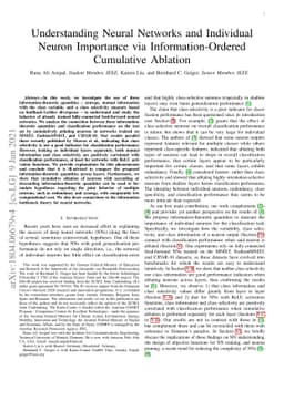 Understanding Neural Networks and Individual Neuron Importance via
  Information-Ordered Cumulative Ablation