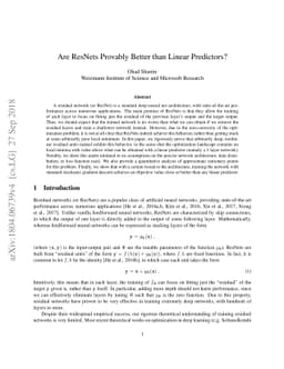 Are ResNets Provably Better than Linear Predictors?