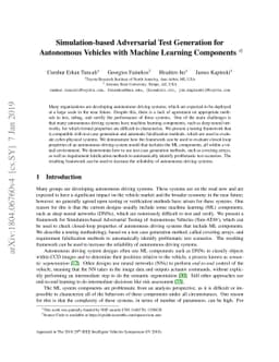 Simulation-based Adversarial Test Generation for Autonomous Vehicles
  with Machine Learning Components