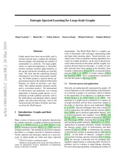 Entropic Spectral Learning for Large-Scale Graphs