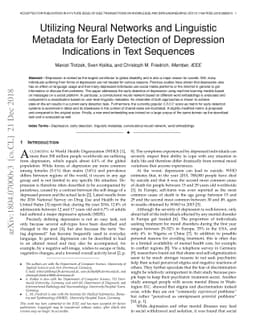 Utilizing Neural Networks and Linguistic Metadata for Early Detection of
  Depression Indications in Text Sequences