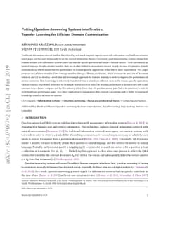 Putting Question-Answering Systems into Practice: Transfer Learning for
  Efficient Domain Customization