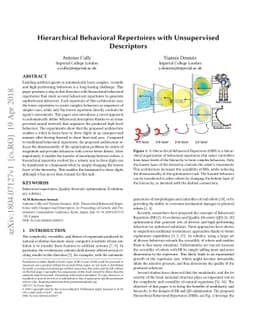 Hierarchical Behavioral Repertoires with Unsupervised Descriptors