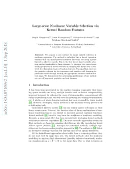 Large-scale Nonlinear Variable Selection via Kernel Random Features