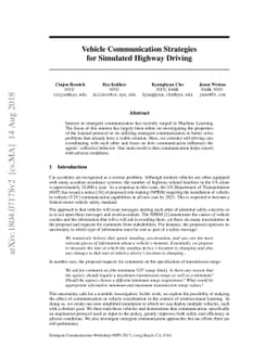 Vehicle Communication Strategies for Simulated Highway Driving