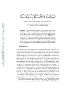 A Practical Acyclicity Notion for Query Answering over Horn-SRIQ
  Ontologies