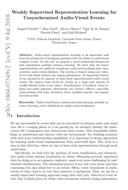 Weakly Supervised Representation Learning for Unsynchronized
  Audio-Visual Events