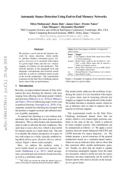 Automatic Stance Detection Using End-to-End Memory Networks