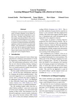 Loss in Translation: Learning Bilingual Word Mapping with a Retrieval
  Criterion