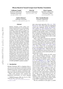 Phrase-Based & Neural Unsupervised Machine Translation