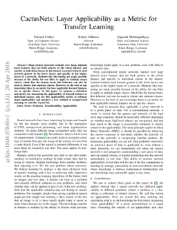 CactusNets: Layer Applicability as a Metric for Transfer Learning