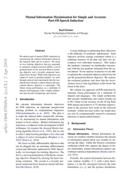 Mutual Information Maximization for Simple and Accurate Part-Of-Speech
  Induction