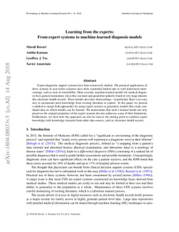 Learning from the experts: From expert systems to machine-learned
  diagnosis models