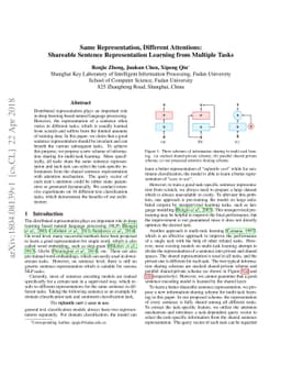 Same Representation, Different Attentions: Shareable Sentence
  Representation Learning from Multiple Tasks