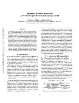 Spell Once, Summon Anywhere: A Two-Level Open-Vocabulary Language Model
