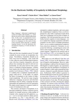 On the Diachronic Stability of Irregularity in Inflectional Morphology