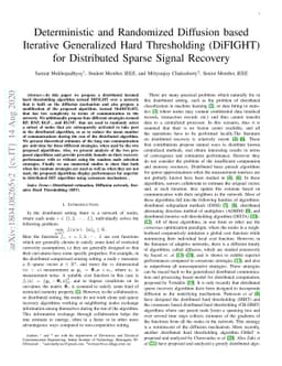 Deterministic and Randomized Diffusion based Iterative Generalized Hard
  Thresholding (DiFIGHT) for Distributed Sparse Signal Recovery