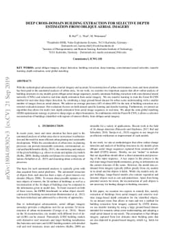 Deep cross-domain building extraction for selective depth estimation
  from oblique aerial imagery