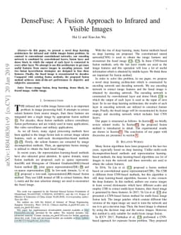 DenseFuse: A Fusion Approach to Infrared and Visible Images