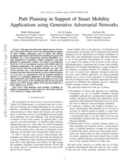 Path Planning in Support of Smart Mobility Applications using Generative
  Adversarial Networks