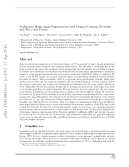 Abdominal multi-organ segmentation with organ-attention networks and
  statistical fusion