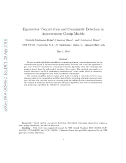 Eigenvector Computation and Community Detection in Asynchronous Gossip
  Models