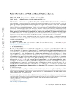 False Information on Web and Social Media: A Survey