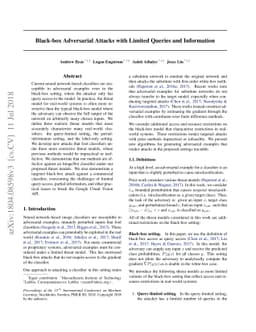 Black-box Adversarial Attacks with Limited Queries and Information