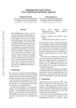 SimpleQuestions Nearly Solved: A New Upperbound and Baseline Approach