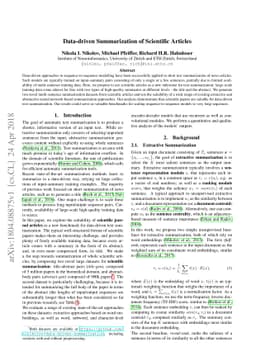 Data-driven Summarization of Scientific Articles